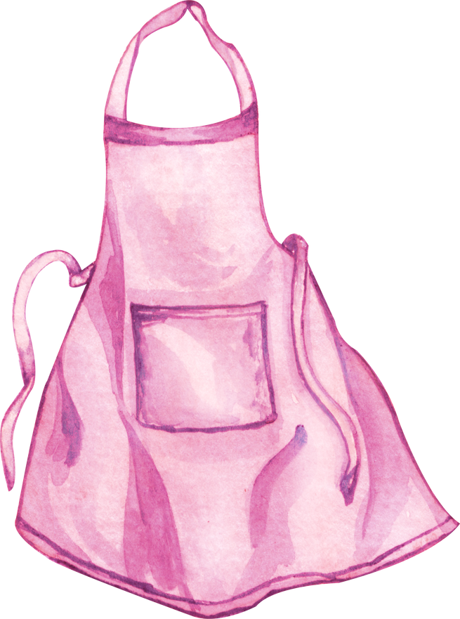 Watercolor pink apron illustration. baking